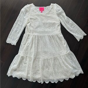 Lilly Pulitzer Geanna Dress Resort White Scalloped Shell Lace Size Small